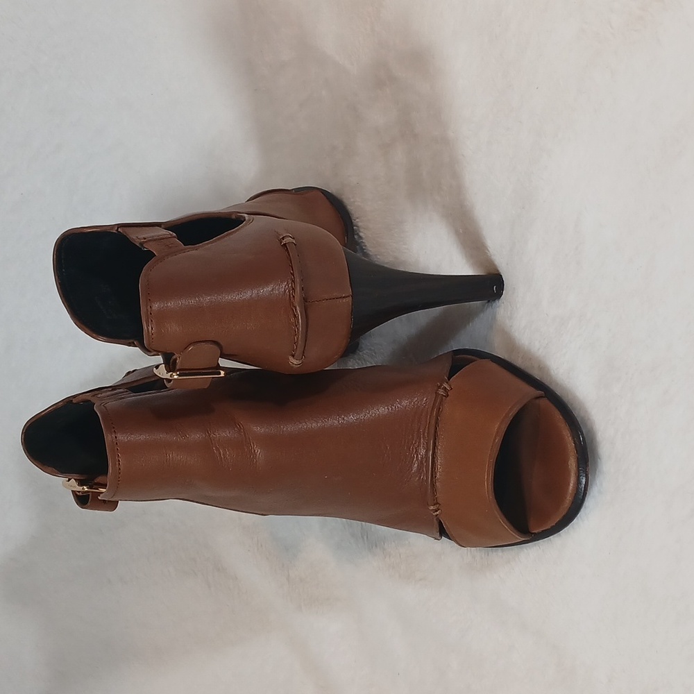 Coach Idena Brown Peep-Toe Ankle Booties Women's Sz 8.5 - Picture 3 of 12